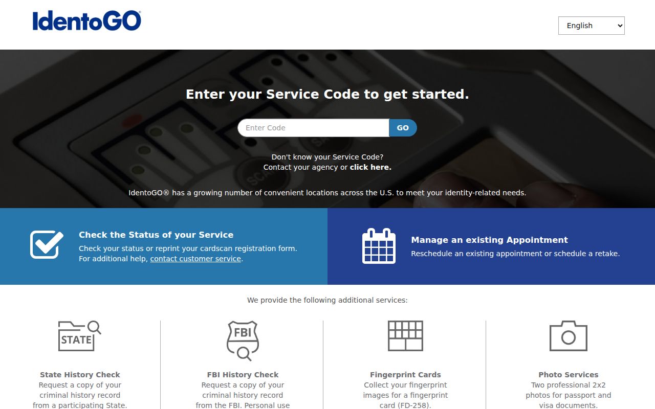 Union County criminal history fingerprint enrollment through IdentoGO